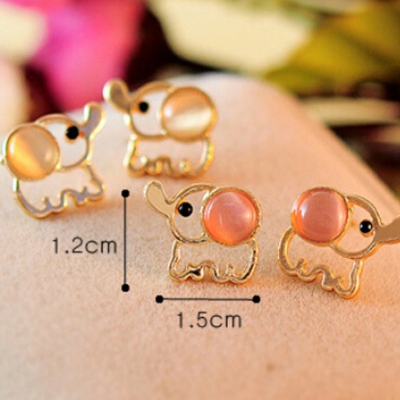 Opal Baby Elephant Stud Earrings - Picture 6 of 6